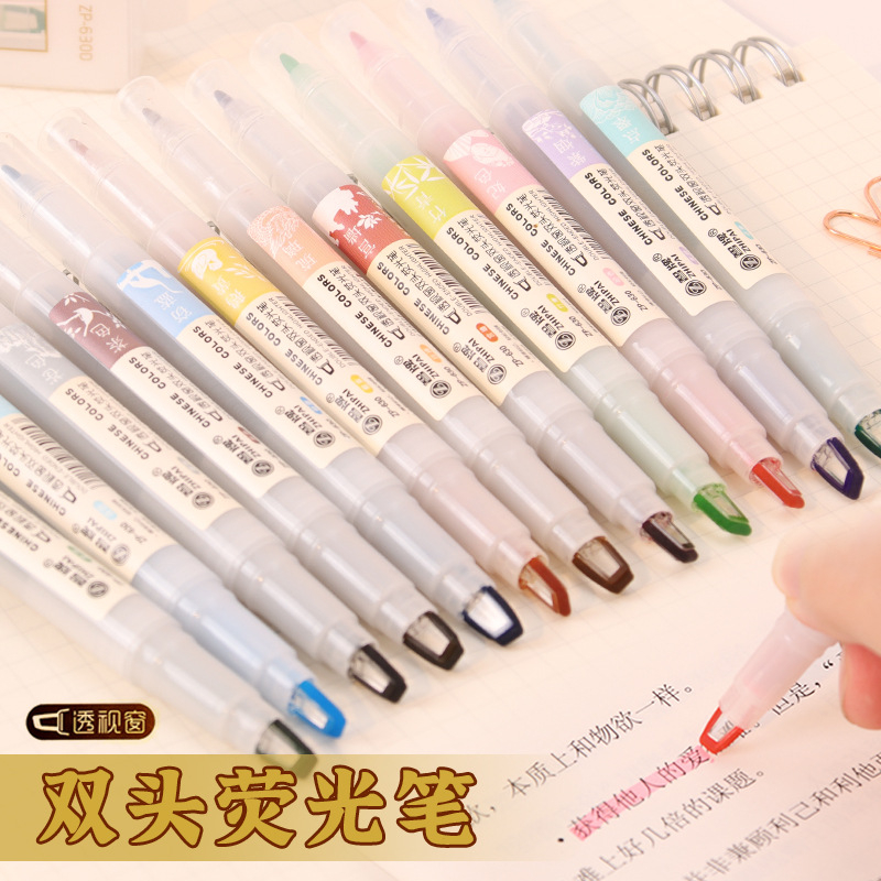 Pastel Highlighter Set Double Ended - 5 Buah/Set Pena Stabilo Ujung Ganda