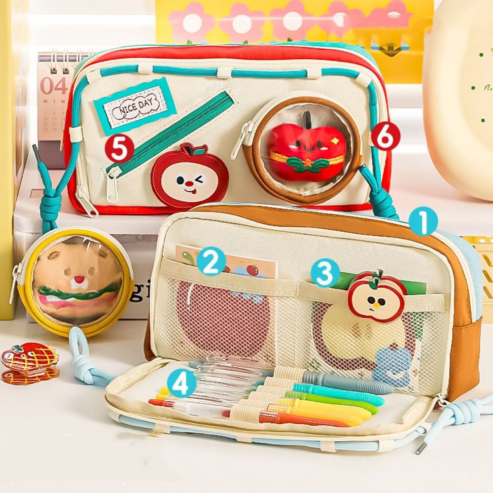 Aesthetic Large Pencil Case Pouch - Kotak Pensil Hamburger Kapasitas Besar Kantong