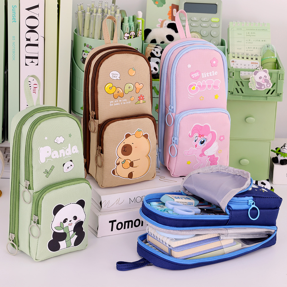 Aesthetic Large Pencil Case Pouch - Tempat pensil kartun Capybara lucu, kantong