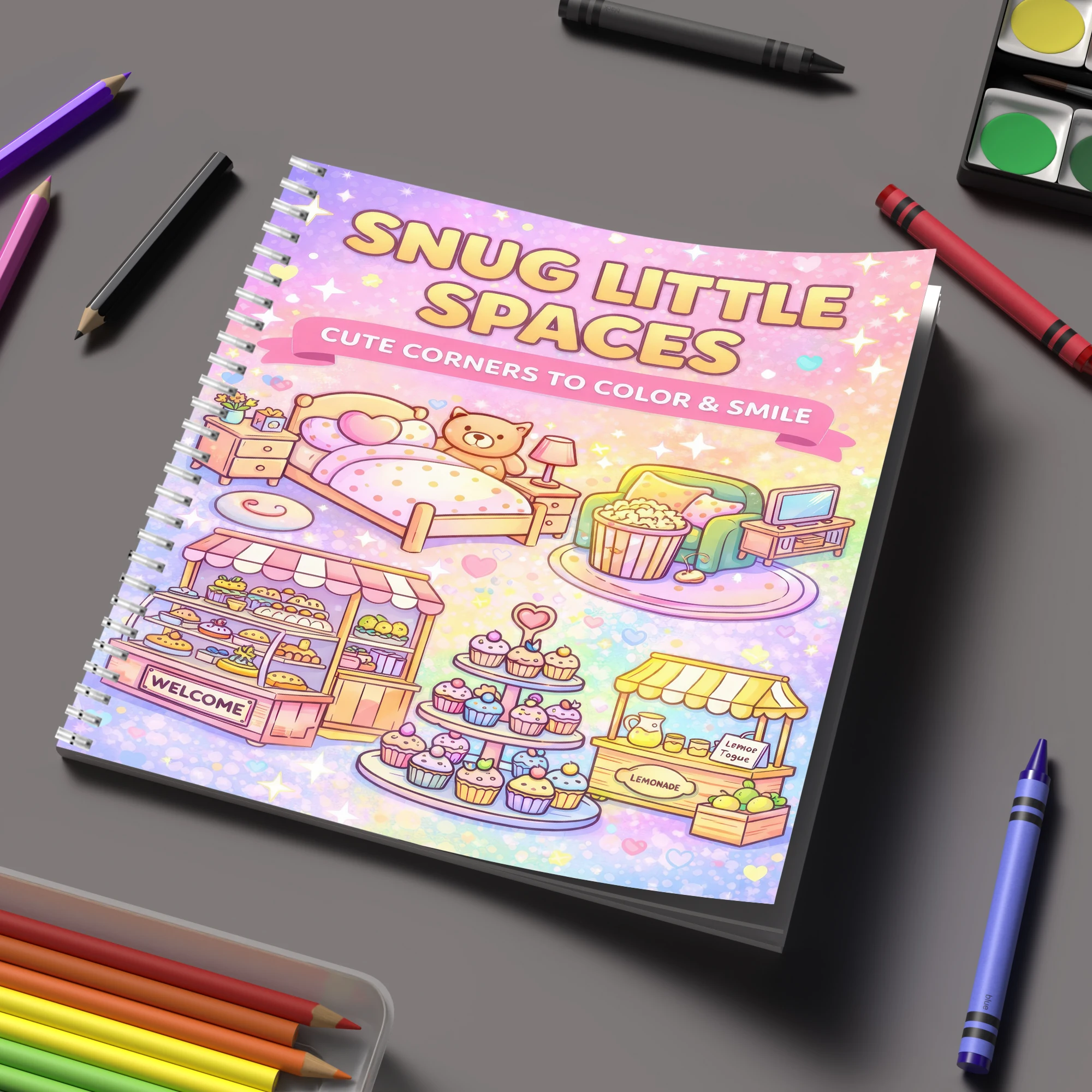 School Supplies - Buku Mewarnai Little Spaces untuk Dewasa,