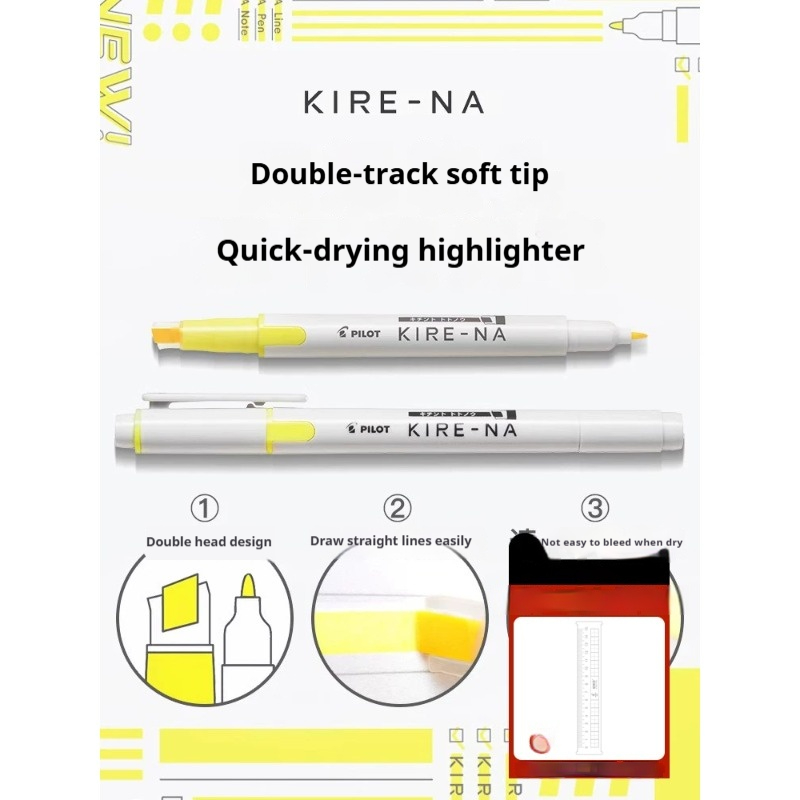 Pastel Highlighter Set Double Ended - 1/3/4/5/10 Buah PILOT KIRE-NA Set Pena