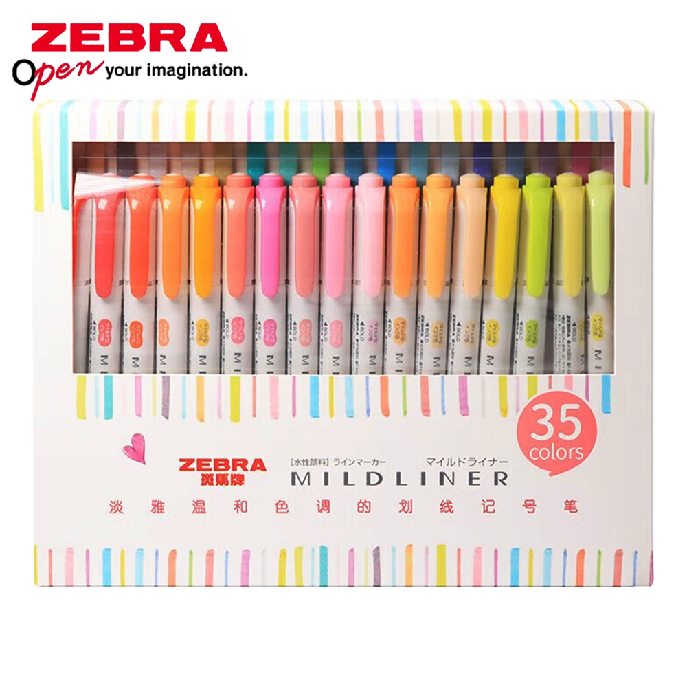 Set Highlander 35 warna ZEBRA  - Pastel Highlighter Set Double Ended ulasan dan harga