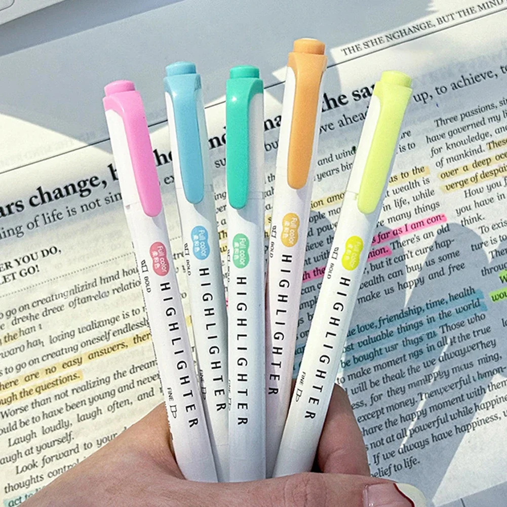 5 buah Pastel Highlighter warn - Pastel Highlighter Set Double Ended ulasan dan harga