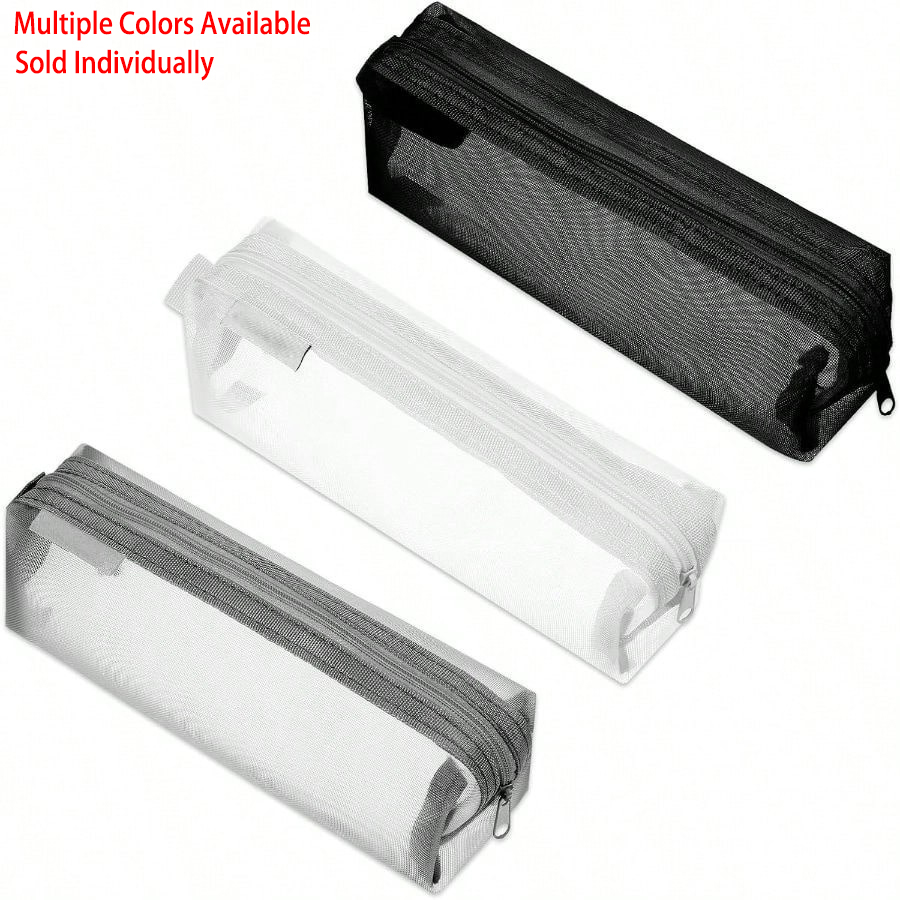 Kotak Pensil Transparan Minima - Clear Mesh Pencil Pouch For Exam ulasan dan harga