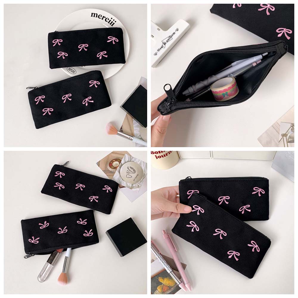 Tas Alat Tulis Bowknot Bow Kap - Aesthetic Large Pencil Case Pouch ulasan dan harga