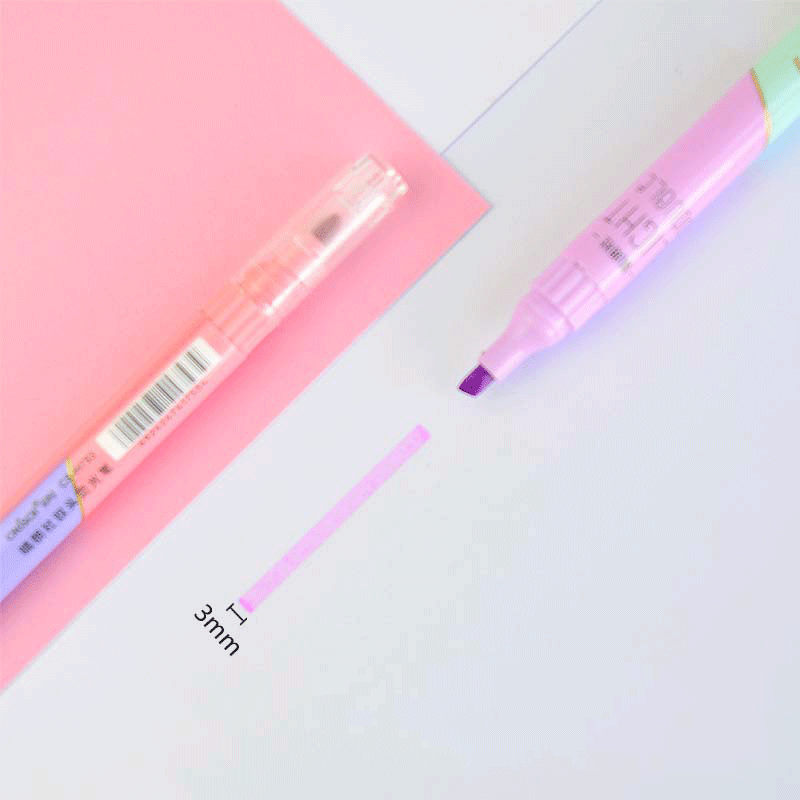 6 Buah Pena Highlighter Ujung  - Pastel Highlighter Set Double Ended ulasan dan harga