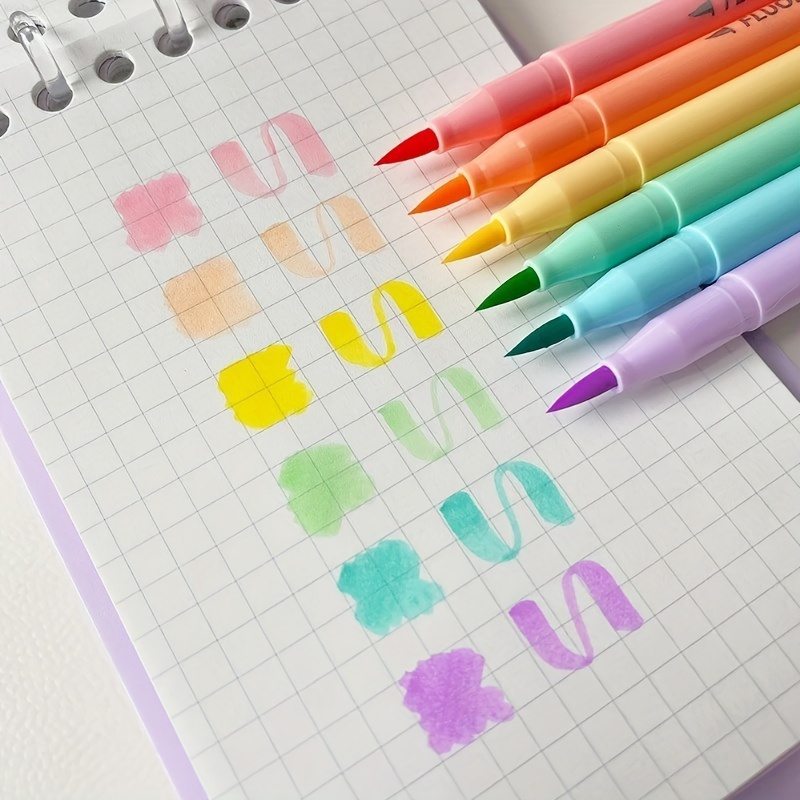 6 buah kuas lembut fluoresensi - Pastel Highlighter Set Double Ended ulasan dan harga