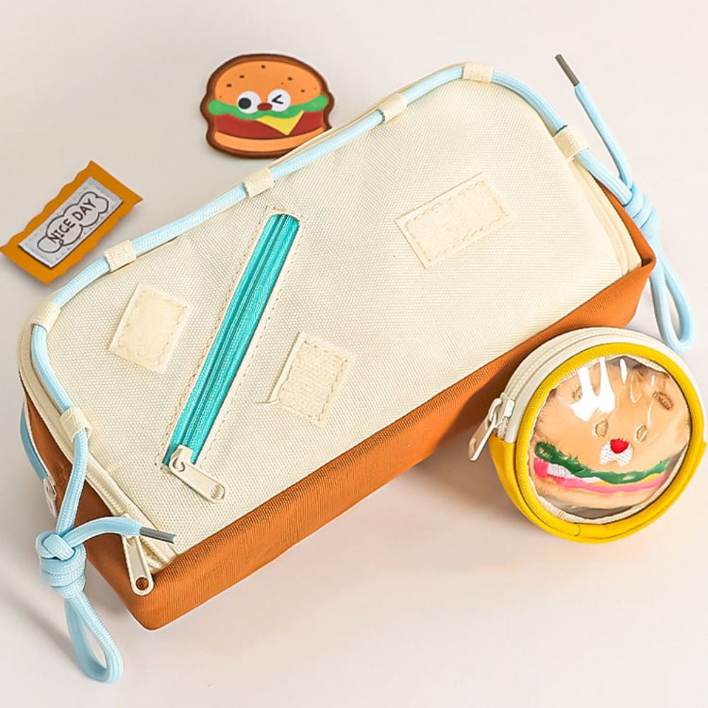 Kotak Pensil Hamburger Kapasit - Aesthetic Large Pencil Case Pouch ulasan dan harga