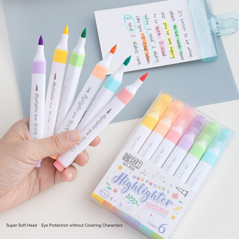 Set pena Highlighter warna Pas - Pastel Highlighter Set Double Ended ulasan dan harga