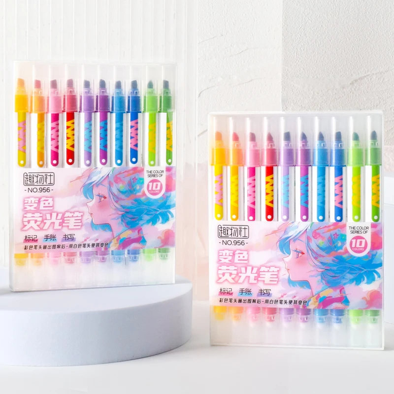 10 buah pena Highlighter berub - Pastel Highlighter Set Double Ended ulasan dan harga