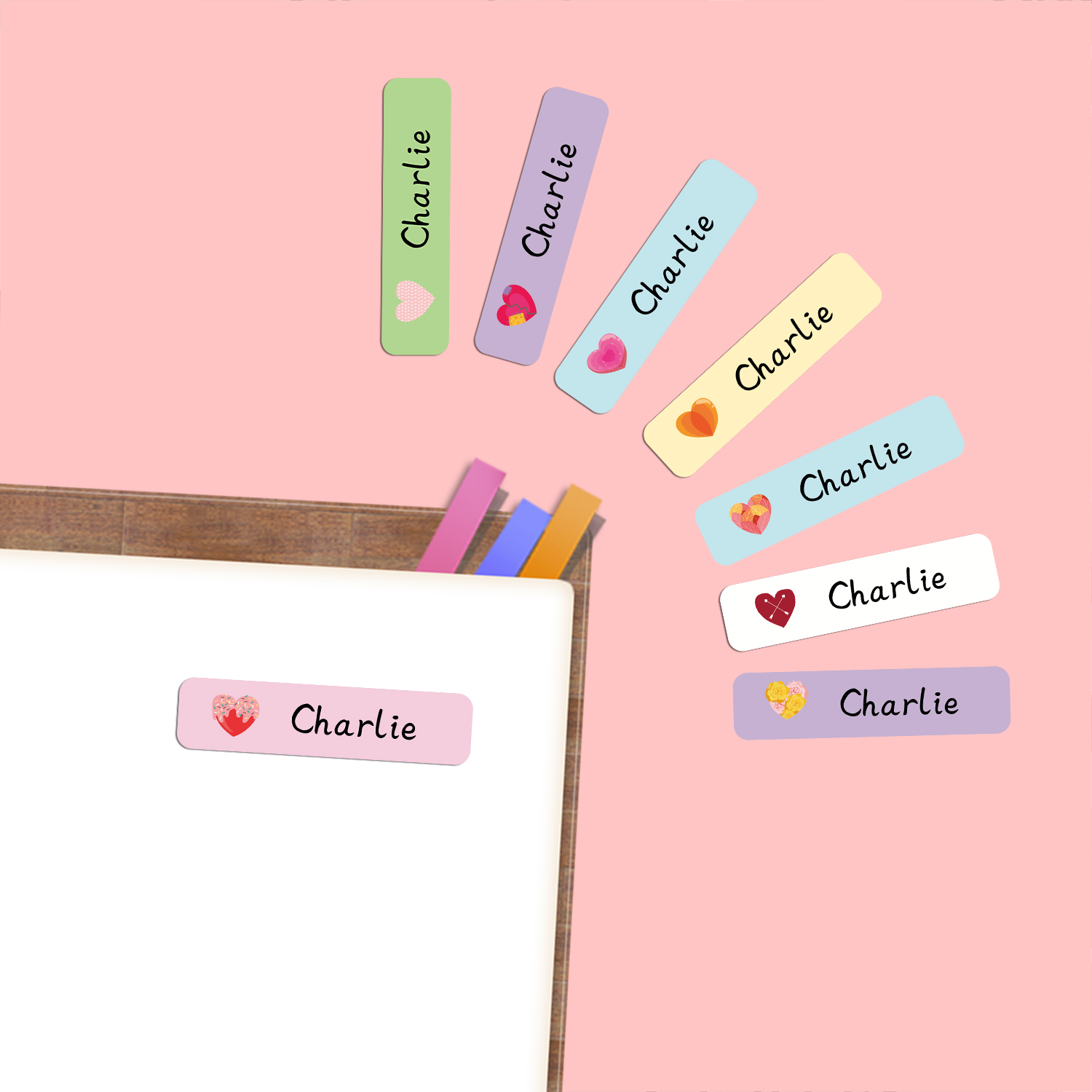 Stiker Label Nama Bentuk Hati  - School Supplies ulasan dan harga