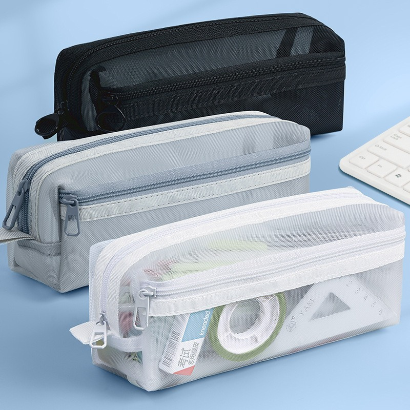 Kotak Pensil Jaring Transparan - Clear Mesh Pencil Pouch For Exam ulasan dan harga