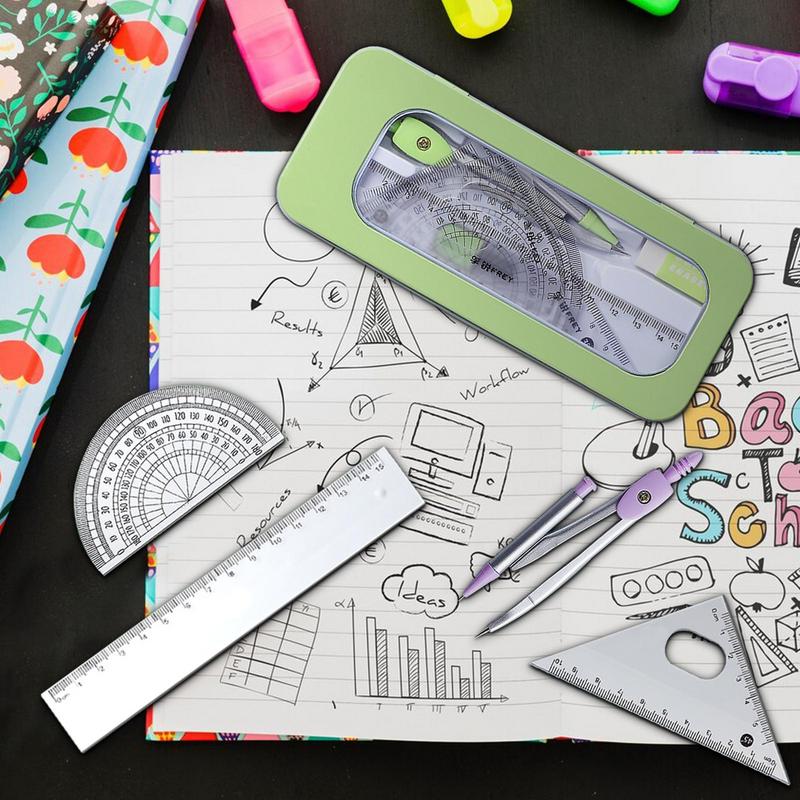 Busur derajat dan kompas Set K - Math Geometry Set With Compass ulasan dan harga