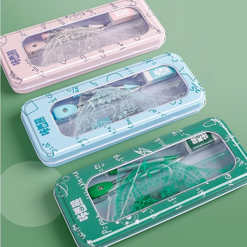 8Pcs/Set Set Geometri Matemati - Math Geometry Set With Compass ulasan dan harga