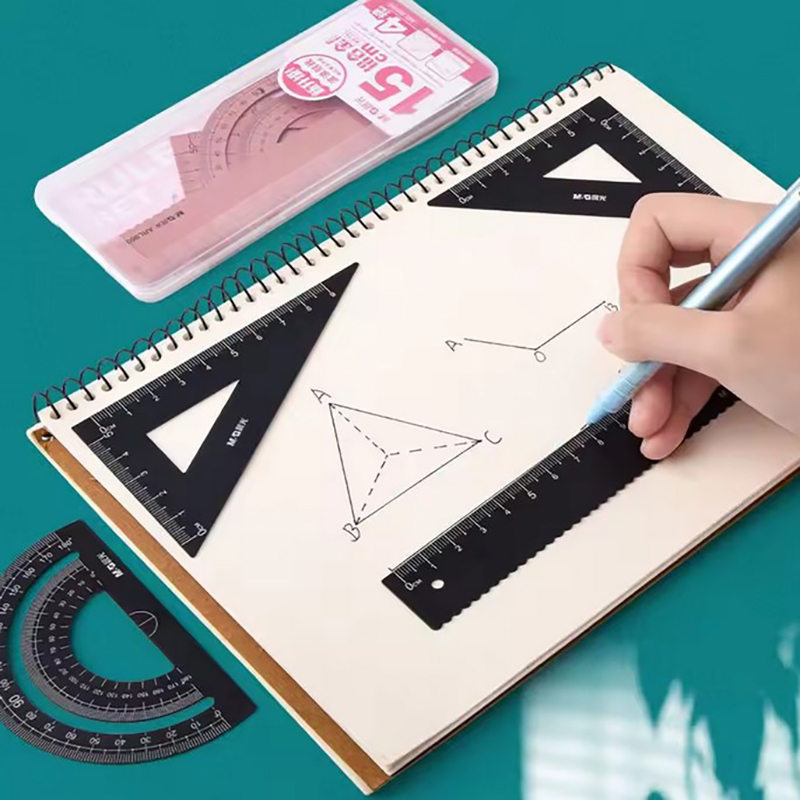 4 Buah/Set Set Penggaris Alumi - Math Geometry Set With Compass ulasan dan harga