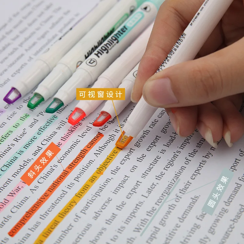 6 warna/Set pena Highlighter u - Pastel Highlighter Set Double Ended ulasan dan harga