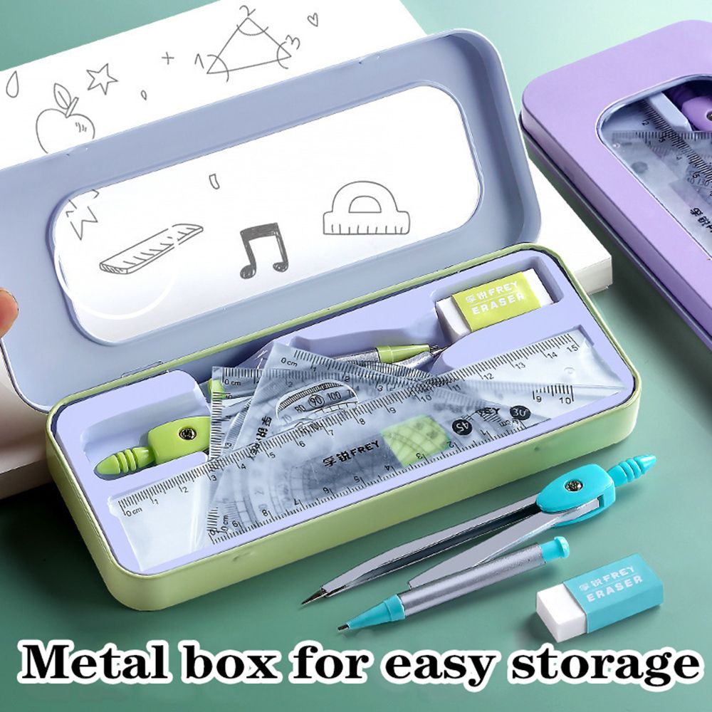 7 buah/Set Set penggaris kompa - Math Geometry Set With Compass ulasan dan harga