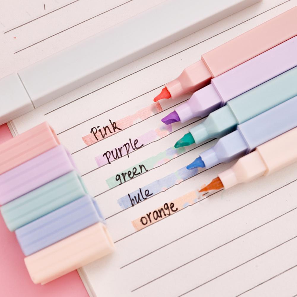 Spidol Warna-warni 6pcs Set Pe - Pastel Highlighter Set Double Ended ulasan dan harga